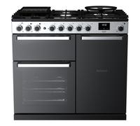 Rangemaster Edge Deluxe EDDL100DFGBLK/CM1 100cm Wide Slate Dual Fuel Freestanding Range Cooker - Chrome Trim