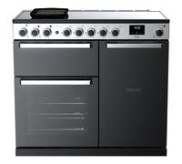 Rangemaster Edge Deluxe EDDL100EIGBLK/CM1 100cm Wide Black Glass Induction Freestanding Range Cooker - Chrome Trim