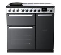 Rangemaster Edge Deluxe EDDL90EIGBLK/CM1 90cm Wide Black Glass Induction Freestanding Range Cooker - Chrome Trim