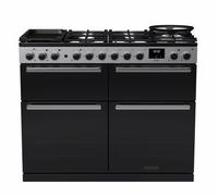 Rangemaster Edge Deluxe EDDLB110EIGBLK/CM1 110cm Wide Black Dual Fuel Freestanding Range Cooker - Chrome Trim