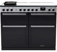 Rangemaster Edge Deluxe EDDLB110EIGBLK/CM1 110cm wide Electric Range Cooker with Induction Hob - Black Glass / Chrome - A Black