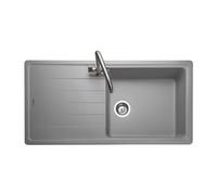 Single Bowl Inset Grey Granite Kitchen Sink with Reversible Drainer - Rangemaster Elements