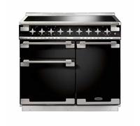Rangemaster Elise 100 ELS100EIGB/ 100cm Wide Gloss Black Induction Freestanding Range Cooker - Brushed Nickel Trim