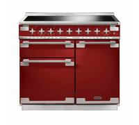Rangemaster Elise 100 ELS100EIRD/ 100cm Wide Cherry Red Induction Freestanding Range Cooker - Brushed Nickel Trim