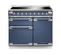 Rangemaster Elise 100 ELS100EISB/ 100cm Wide Stone Blue Induction Freestanding Range Cooker - Brushed Nickel Trim
