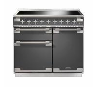 Rangemaster Elise 100 ELS100EISL/ 100cm Wide Slate Induction Freestanding Range Cooker - Brushed Nickel Trim