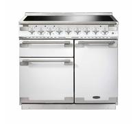 Rangemaster Elise 100 ELS100EIWH/ 100cm Wide White Induction Freestanding Range Cooker - Brushed Nickel Trim