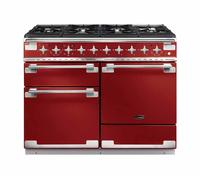 Rangemaster Elise 110 ELS110DFFRD/ 110cm Wide Cherry Red Dual Fuel Freestanding Range Cooker - Brushed Nickel Trim