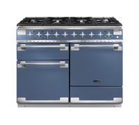 Rangemaster Elise 110 ELS110DFFSB/ 110cm Wide Stone Blue Dual Fuel Freestanding Range Cooker - Brushed Nickel Trim