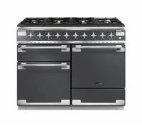 Rangemaster Elise 110 ELS110DFFSL/ 110cm Wide Slate Dual Fuel Freestanding Range Cooker - Brushed Nickel Trim