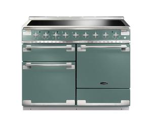 Rangemaster Elise 110 ELS110EIMG/ 110cm Wide Mineral Green Induction Freestanding Range Cooker - Brushed Nickel Trim