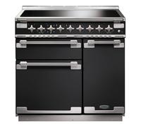 Rangemaster Elise 90 ELS90EICB/ 90cm Wide Charcoal Black Induction Freestanding Range Cooker - Brushed Nickel Trim