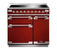 Rangemaster Elise 90 ELS90EIRD 90cm Wide Cherry Red Induction Freestanding Range Cooker - Brushed Nickel Trim