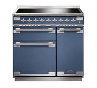 Rangemaster Elise 90 ELS90EISB/ 90cm Wide Stone Blue Induction Freestanding Range Cooker - Brushed Nickel Trim