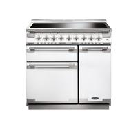 Rangemaster Elise 90 ELS90EIWH 90cm Wide White Induction Freestanding Range Cooker - Brushed Nickel Trim