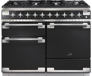 Rangemaster Elise ELS110DFFCB 110cm wide Dual Fuel Range Cooker with Gas Hob - Charcoal Black - A/A Black