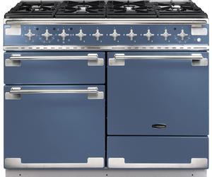 Rangemaster Elise ELS110DFFSB 110cm wide Dual Fuel Range Cooker with Gas Hob - Stone Blue - A/A Blue