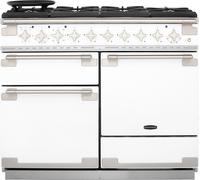 Rangemaster Elise ELS110DFFWH 110cm wide Dual Fuel Range Cooker with Gas Hob - White - A/A Rated, White