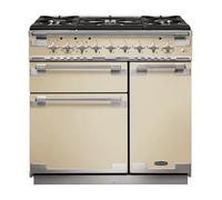 Rangemaster Elise ELS90DFFCR 90cm Wide Cream Dual Fuel Freestanding Range Cooker - Brushed Nickel Trim