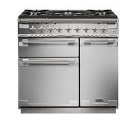 Rangemaster Elise ELS90DFFSS 90cm Wide Stainless Steel Dual Fuel Freestanding Range Cooker - Brushed Nickel Trim