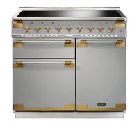 Rangemaster Elise Luxe 100cm Induction Range Cooker With Antique Brass Trim /AB ELS100EISS/AB Stainless Steel