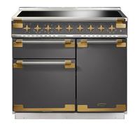 Rangemaster Elise Luxe 100cm Induction Range Cooker With Antique Brass Trim ELS100EISL/AB Slate