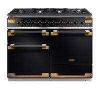 Rangemaster Elise Luxe 110cm Black Edition Dual Fuel Range Cooker With Antique Brass Trim /BE ELS110DFFGB/BE Black