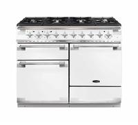 Rangemaster ELS110DFFWH Elise White / Brushed Nickel 110cm Dual Fuel Range Cooker A