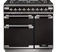 Rangemaster ELS90DFFGB Elise Gloss Black with Brushed Chrome Trim 90cm Dual Fuel Range Cooker