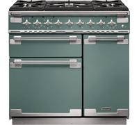 Rangemaster ELS90DFFMG Elise Mineral Green / Brushed Nickel 90cm Dual Fuel Range Cooker A