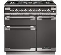 Rangemaster ELS90DFFSL Elise Slate / Brushed Nickel 90cm Dual Fuel Range Cooker A