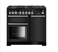 Rangemaster Encore Deluxe EDL100DFFCB/C 100cm Wide Charcoal Black Dual Fuel Freestanding Range Cooker - Chrome Trim