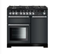 Rangemaster Encore Deluxe EDL100DFFSL/C 100cm Wide Slate Dual Fuel Freestanding Range Cooker - Chrome Trim