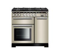 Rangemaster Encore Deluxe EDL90DFFIV/C 90cm Wide Ivory Dual Fuel Freestanding Range Cooker - Chrome Trim