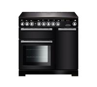 Rangemaster Encore Deluxe EDL90EIBL/C 90cm Wide Black Induction Freestanding Range Cooker - Chrome Trim