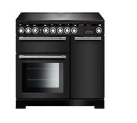 Rangemaster Encore Deluxe EDL90EICB/C 90cm Wide Charcoal Black Induction Freestanding Range Cooker - Chrome Trim