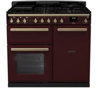 Rangemaster Estel Deluxe 100cm Dual Fuel Range Cooker - Bordeaux / Antique Brass - A/A Rated