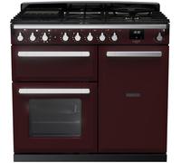 Rangemaster Estel Deluxe ESDL100DFPBOR/CM1 100cm Dual Fuel Range Cooker - Bordeaux / Chrome - A/A Rated