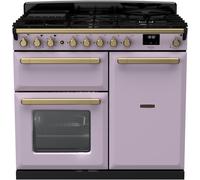Rangemaster ESDL100DFPHTH/AB1 Estel Deluxe Heather / Antique Brass 100cm Dual Fuel Range Cooker 18233 A