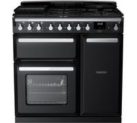 Rangemaster Estel Deluxe 90cm Dual Fuel Range Cooker - Black / Chrome - A