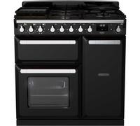 Rangemaster Estel Deluxe 90cm Dual Fuel Range Cooker - Black / Chrome - A/A Rated
