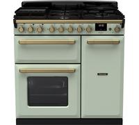 Rangemaster Estel Deluxe 90cm Dual Fuel Range Cooker - Mint / Antique Brass - A/A Rated