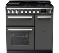 Rangemaster Estel Deluxe 90cm Dual Fuel Range Cooker - Slate/Chrome, A/A Rated