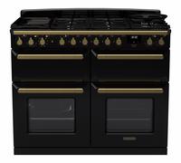 Rangemaster ESDLB110DFPGBL/AB1 Estel Deluxe Black / Antique Brass 110cm Dual Fuel Range Cooker 18144 A