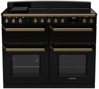 Rangemaster Estel Deluxe ESDLB110EIPGBL/AB1 110cm Electric Range Cooker with Induction Hob - Black / Antique Brass - A Rated, Black