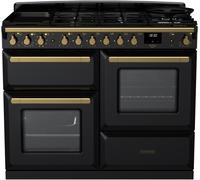 Rangemaster ESDLO110DFPGBL/AB1 Estel Deluxe Black / Antique Brass 110cm Dual Fuel Range Cooker 18102 A