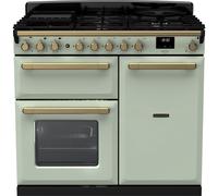 Rangemaster Estel Deluxe 100cm Dual Fuel Range Cooker - Mint / Antique Brass - A/A Rated