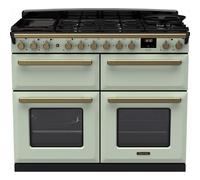 Rangemaster Estel Deluxe 110cm Dual Fuel Range Cooker - Mint/Antique Brass, A/A Rated