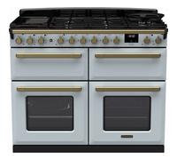 Rangemaster Estel Deluxe 110cm Dual Fuel Range Cooker - Misty Blue / Antique Brass - A