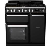 Rangemaster Estel Deluxe 90cm Dual Fuel Range Cooker - Black / Chrome - A/A Rated